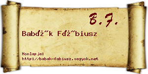 Babák Fábiusz névjegykártya